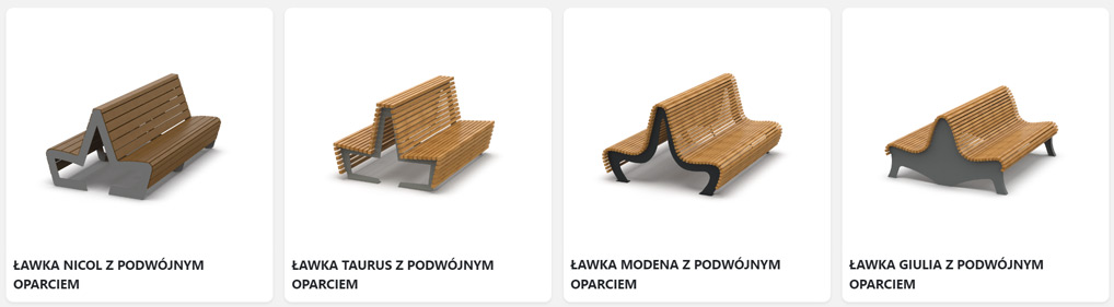 ławki z podwójnym oparciem miejskie i parkowe polski producent metalico